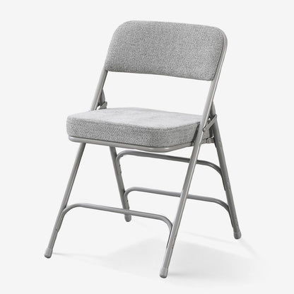 TAO ONE Padded Folding Chairs - Comfortable Folding Chair with Cushion - Heavy Duty Metal Folding Chair Upholstered Fabric Padded Seat - Cushioned Folding Chairs for Indoor Office Vanity -Grey