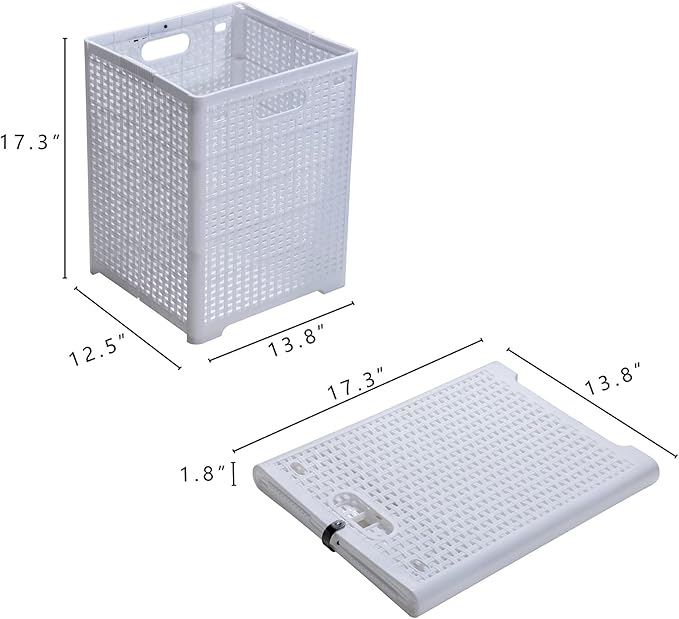 42L Collapsible Plastic Laundry Baskets, Foldable Laundry Hamper