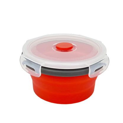CCyanzi 3piece Round Collapsible Bowl with Lids, Silicone Food Storage Containers, Microwave & Freezer Safe, Space Saving for Kitchen Cabinet and Camping Backpack,(Pink)