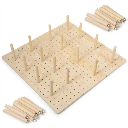 Afcabakila 3Pcs Wood Pegboard Drawer Organizer with 32 Pegs Wooden Peg Board System for Kitchen Dishes Plate 17 x 5.91 in Natural Wood Color