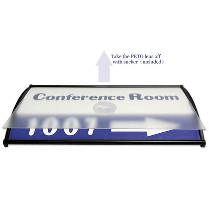 Set of 5 –Sturdy & Elegant Black Aluminum Wall Mount Name Plate Holder, Office Business Door Curved Sign Holder with Adhesive Tape, 8” X 4” - Plastic Film Included, Paper Inserts NOT Included
