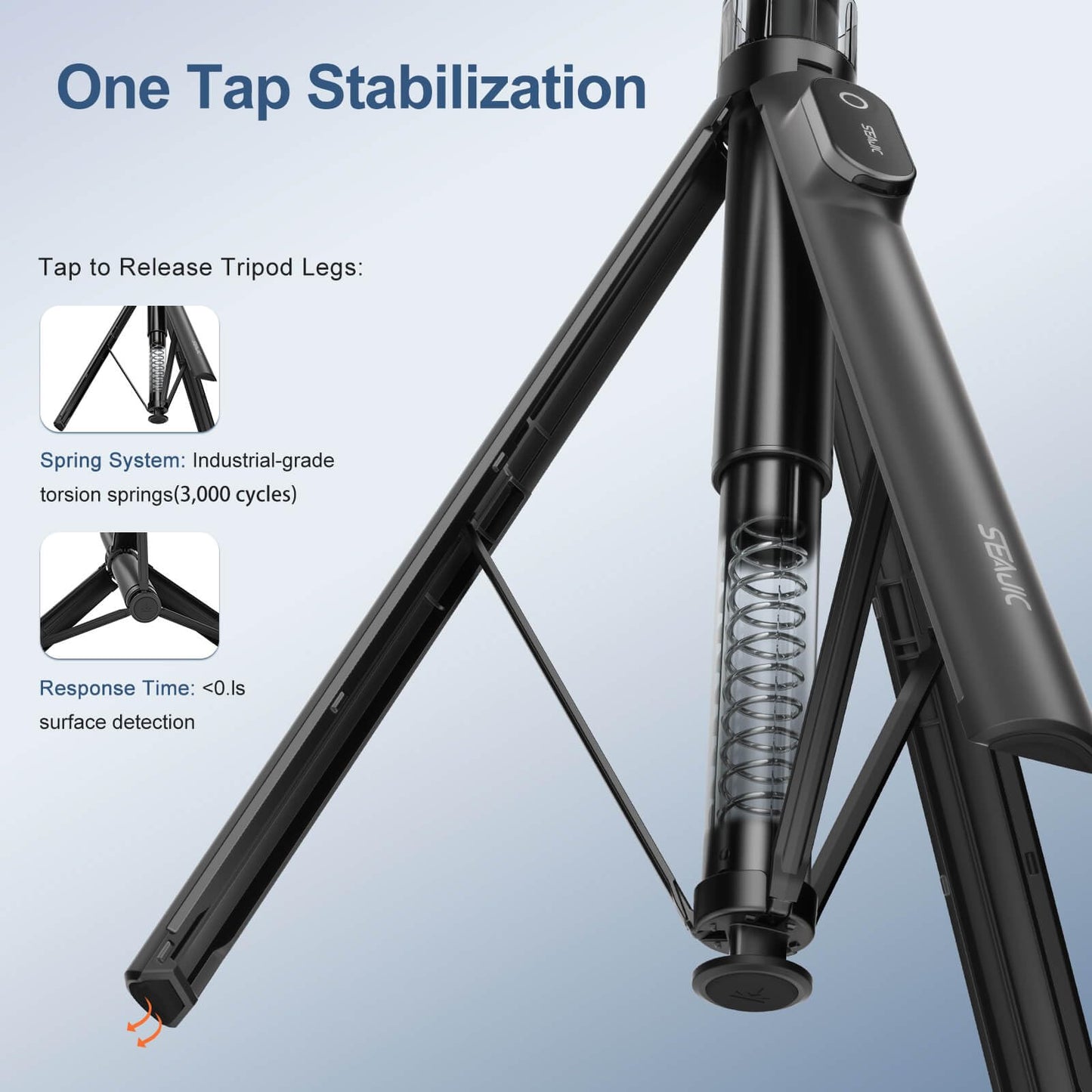 SEAJIC 66" Automatic Phone Tripod Stand with Remote, Cell Phone Tripod for iPhone Video Recording & Live Streaming, Adjustable Selfie Stick Tripod for Content Creators, Vloggers (Black)