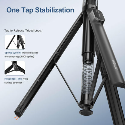 SEAJIC 66" Automatic Phone Tripod Stand with Remote, Cell Phone Tripod for iPhone Video Recording & Live Streaming, Adjustable Selfie Stick Tripod for Content Creators, Vloggers (Black)