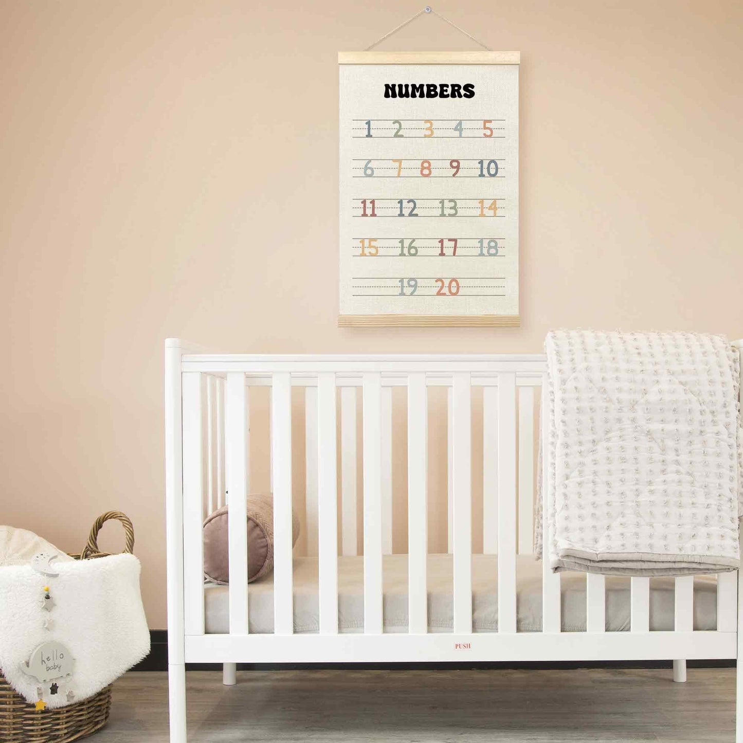 TLESKE Boho Classroom Numbers Chart 1-20 Poster Hanger Frame, Homeschool Hanging Wall Art Decor for Toddler Kids Room Nursery Playroom, Preschool Prek Learning Educational Poster Print Banner, 12x16