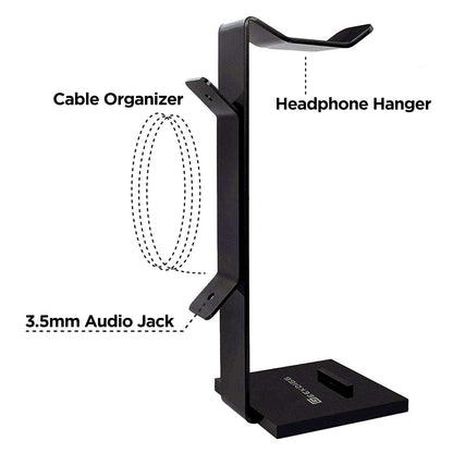 GeekDigg Headphone Stand Gaming Headset Holder For Desk Cable Organizer & Cellphone Stand for All Headphones Size headphone Holder Set Gaming PC Accessories Gaming Station – Black