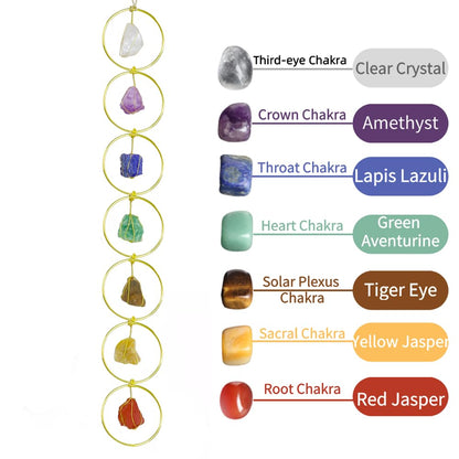Anjiucc Handmade Natural Gemstone Crystal Hanging Ornaments 7 Chakra Feng Shui Ornaments for Home Decoration Window Decor