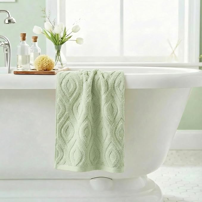 Artoid Mode 1 Pc Light Green 3D Diamond Grid Jacquard Hand Towels