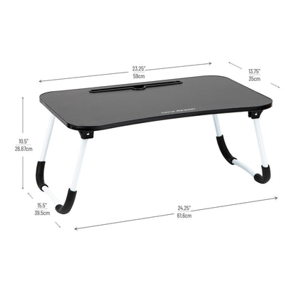 Mind Reader Lap Desk Laptop Stand with Folding Legs, Portable Bed Tray Table for Laptop, Breakfast, Reading, Crafts, MDF, Black