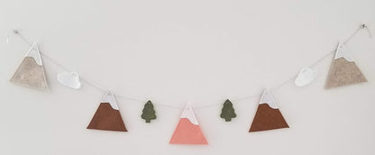Ella & Max Kids Nursery Decor Mountain Garland Banner, Terra Cotta Woodland Theme, Rustic Felt Bunting, Handmade in USA