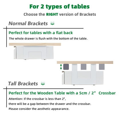 OSteed Under Desk Drawer 18", Pull-out Storage Organizer with Large Slide Extension Mounted Under Flat Wooden Table or Workbench, White_Normal Version