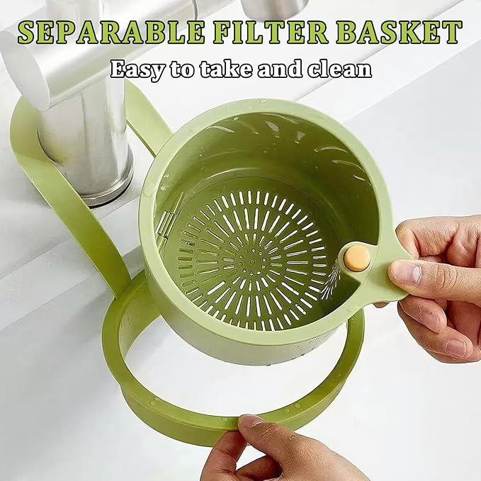 Sink Strainer Basket with One-Touch Drain Mesh, Snap-On Strap & Detachable