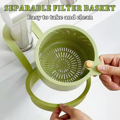 Sink Strainer Basket with One-Touch Drain Mesh, Snap-On Strap & Detachable