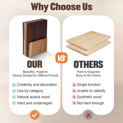 Book Cutting Board Set, Wooden Kitchen Book Cutting Board with Stand, Book Shaped Cutting Board for Kitchen Prep & Decorative Display