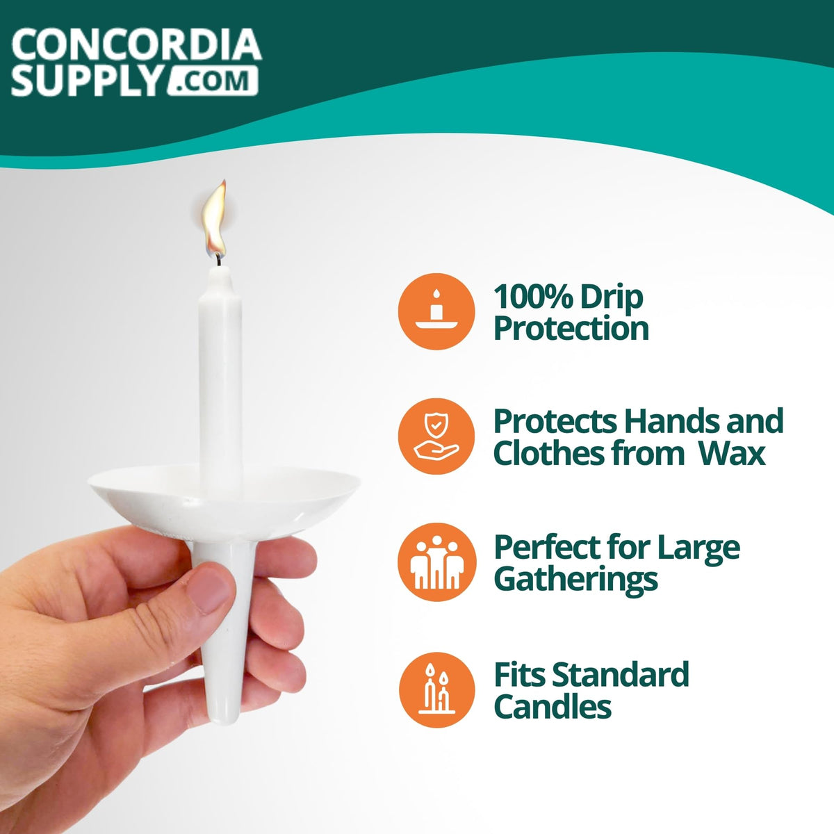 Concordia Supply Candlelight Service Reusable Plastic Candle Holders for Candlesticks - 50 Pcs. Protector for Church Vigils, Memorial, Congregational, & Christmas Eve Candles