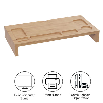 Lavish Home Bamboo Monitor Riser Set – 2-Pack Wooden Laptop Stand and PC Computer Shelf Set for Home, Office, or Dorm Rooms – Office Accessories