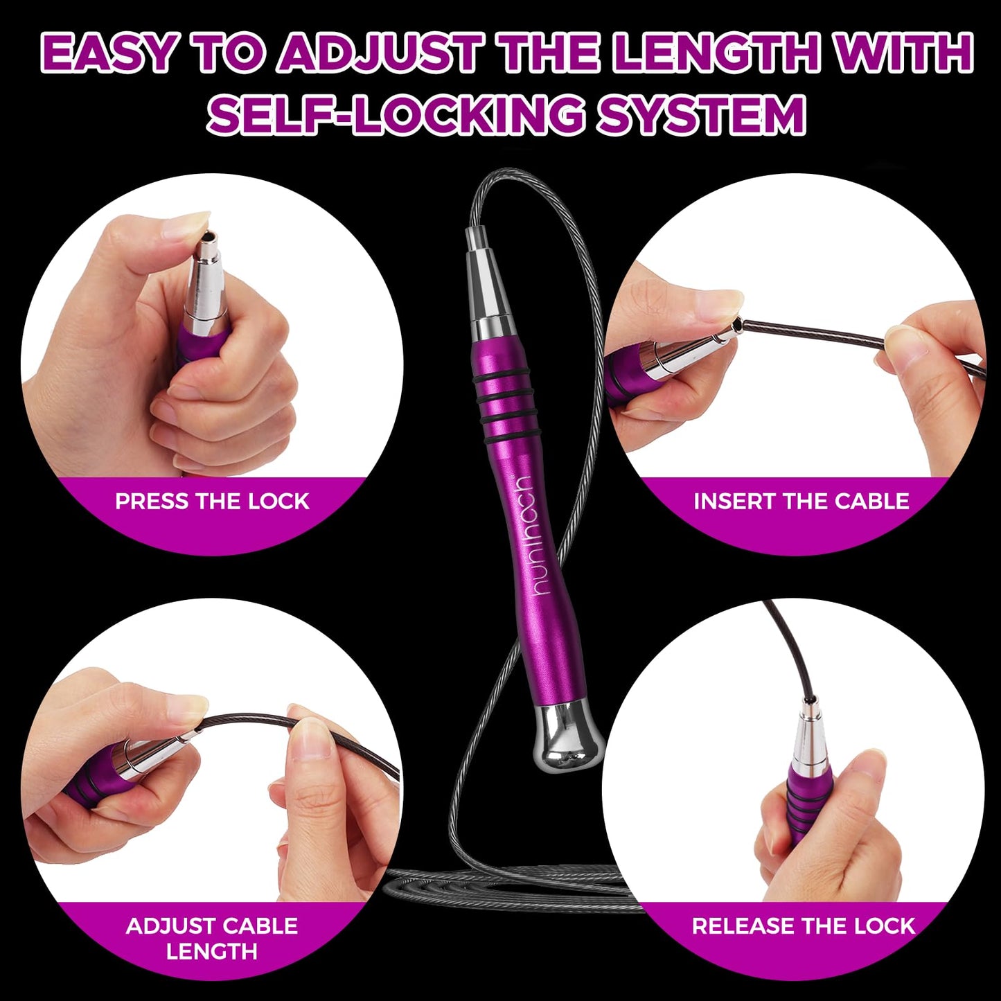 High Speed Jump Rope - Self-Locking No-Screw Design, Weighted Jump Rope, 360° Fast Rotation, Silicone Textured Design, Non-Slip, Includes 2 Speed Ropes Cables for Optimal Fitness Training & More - CrossFit Jump Rope.