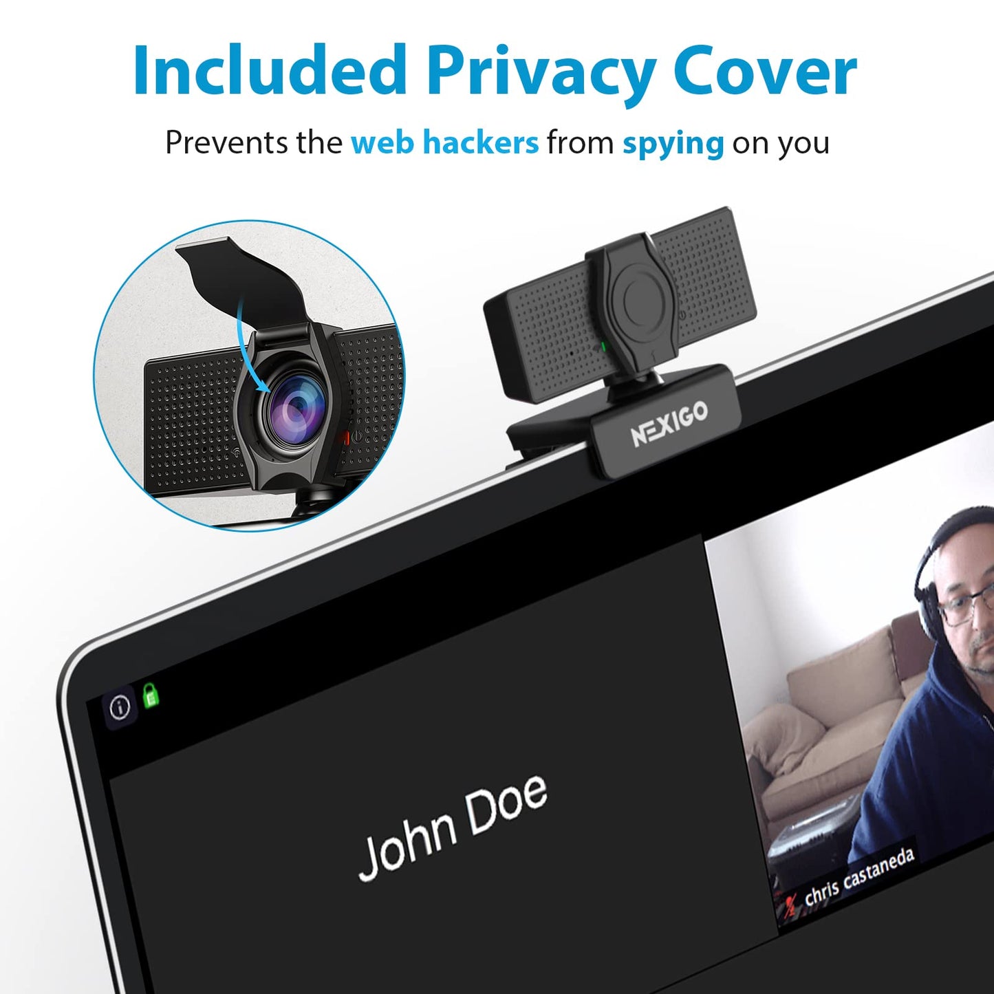 NexiGo N60 1080P Webcam with Microphone, Software Control & Privacy Cover, USB HD Computer Web Camera, Plug and Play, for Zoom/Skype/Teams, Conferencing and Video Calling