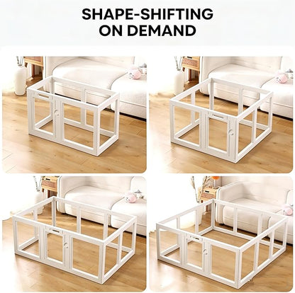 Clear Acrylic Dog Playpen Indoor, Transparent Fence for Puppy Rabbit and Cat, Easy Assemble Plastic Playard 8 Panels