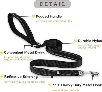 FURRYFECTION Reflective Dog Collar and Leash Set with Quick Release Buckle, Padded with Neoprene Adjustable Nylon Dog Collar for Small Medium and Large Dogs (Small Collar+5FT Leash, Black)