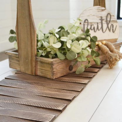 Wooden Table Runner,Natural Durable Wood Table Runner,25 x 12 Inches,Coffee Table Runner with Thick Felt Backing,Table Decorations for Dining Room,Farmhouse Decor,Wedding Decor,Brown