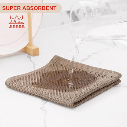 Kitinjoy 100% Cotton Kitchen Dish Cloths, 8 Pack Waffle Weave Ultra Soft