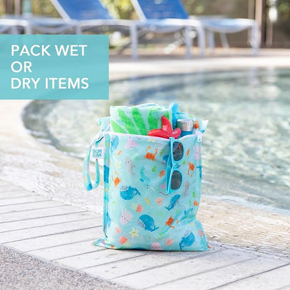 Bumkins Waterproof Wet Bag for Baby, Swim Suit, Cloth Diapers, Pump Parts