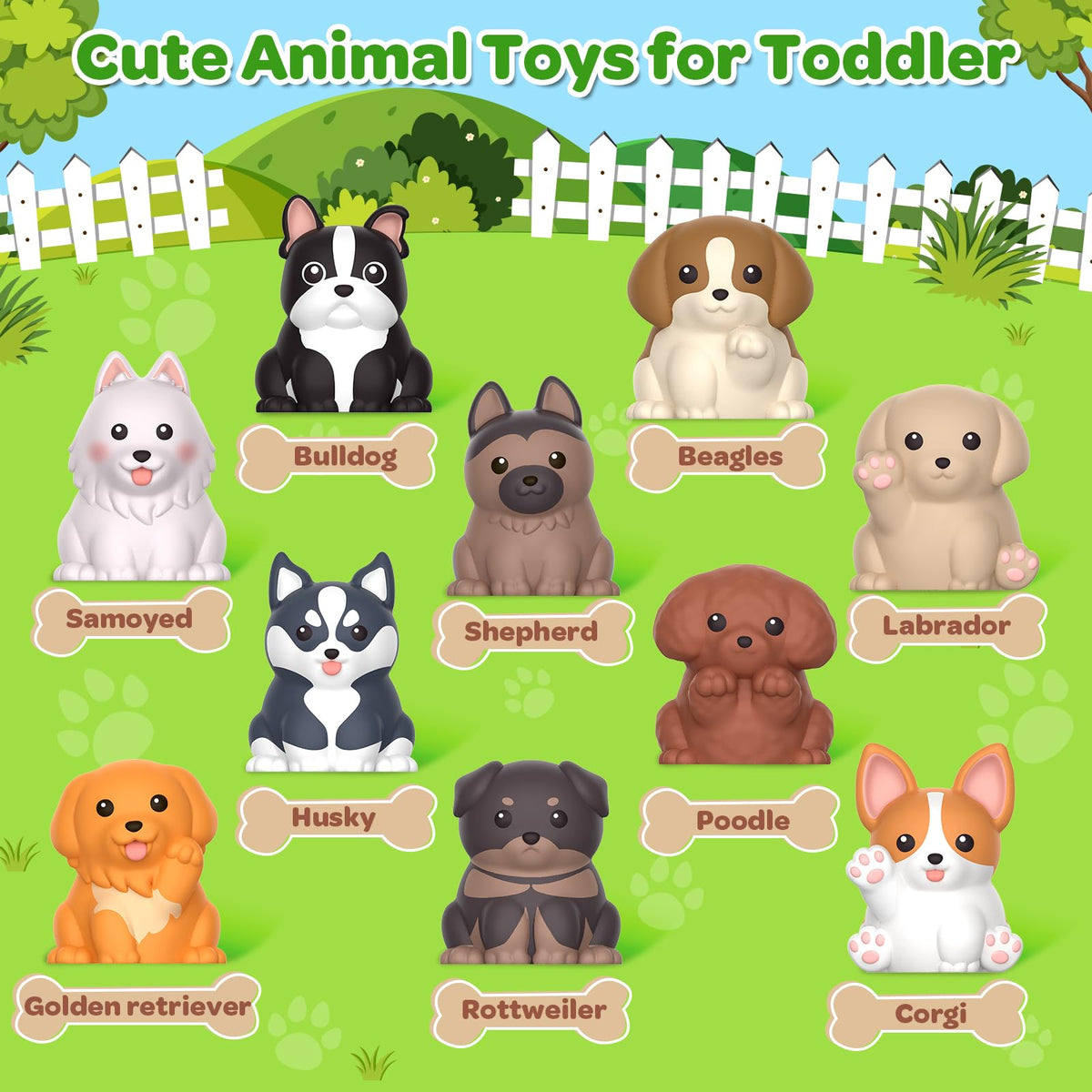 Letapapa Toddler Toys for 1 2 3 Year Old, 20 Pcs Dog Toys for Kids, Montessori Educational Counting, Matching & Sorting Motor Skills, Christmas Birthday Gifts for Baby Boy Girl Aged 12-18 Months
