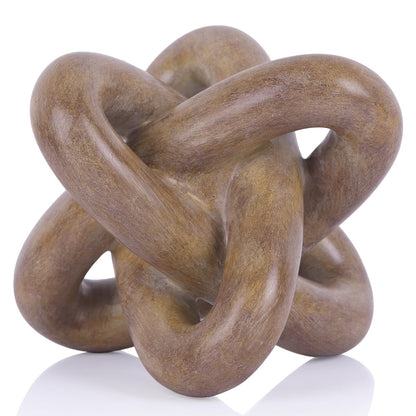 DOVDOV Wood-Toned Knot Sculpture, Triple-Knot Statue, Wood-Toned Home Decor, Ideal for accenting Rustic-Style Coffee Tables, Living Room TV Stands, Dining Tables, and entryway Shelving.