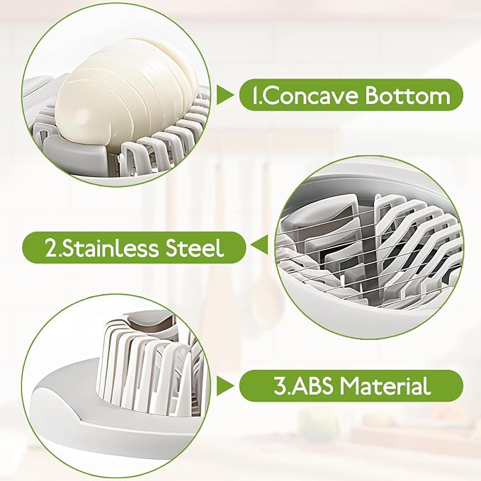 3 in 1 Egg Slicer, Stainless Steel Multipurpose Egg Cutter, Multi-function Kitchen Chopper Tool for Strawberry, Mushroom, Grape, Cherry Tomato, Easy to Clean Kitchen Cutter
