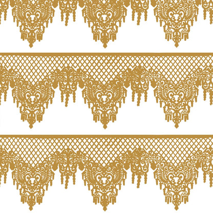 Large Pre-Made Ready to Use Edible Cake Lace Lattice Diamond Scallop Golden 12-inch 10-Piece Set (Pack of 2)
