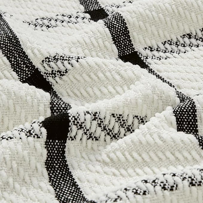 CREVENT 50"X60" Farmhouse Breathable Soft and Warm Chenille Plaid Throw Blanket for Sofa Couch Bed, Home Decoration Throw with Tassles (Black & White)