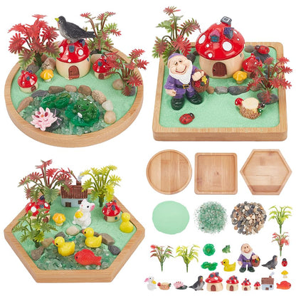 WEBEEDY 3 Sets Miniature Mushroom Zen Garden Kit Sand Craft Kit Ocean Beach Sandbox Decorations Mini Zen Garden Accessories for Home Office Desktop Decor Unique Gift