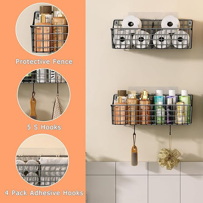 4 Pack EXTRA LARGE Hanging Wall Mount Storage Baskets
