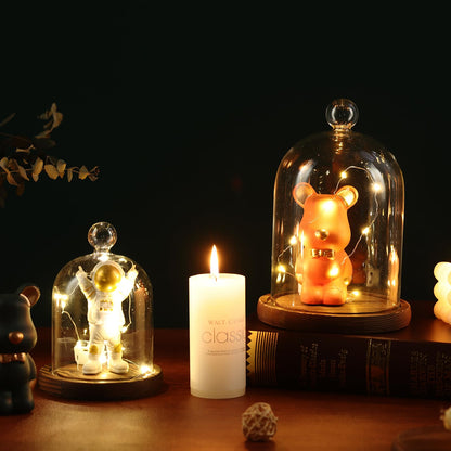 REFSAVER Glass Dome with Base,Glass Cloche Bell Jar,Display Case with Wooden Base for Plants,Collectibles (4.7 * 6.3 inches)