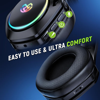 Tatybo Wireless Gaming Headsets for Ps5 Ps4 PC, 2.4GHz USB & Type-C Gaming Headphones, 40H+ Hrs & 7.1 Surround Sound with Noise Canceling Microphone for Switch Phone