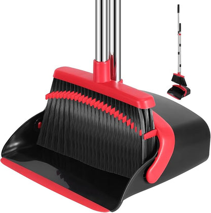 NACENA Broom and Dustpan Set, 52-in Long Adjustable Handle Broom Dustpan Combo