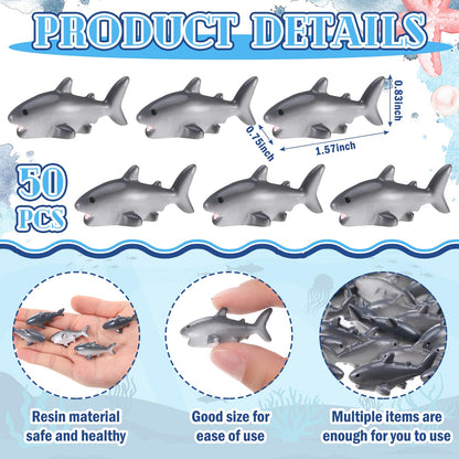 Beeveer 50 Pcs Mini Resin Shark Miniature Figurines Shark DIY Accessories Kit for Fish Tank Decor, Fairy Garden, Succulent Planter, Moss Landscape, and Home Decor