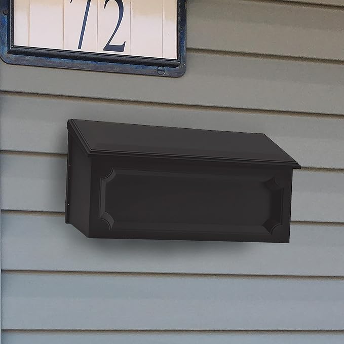 Architectural Mailboxes Windsor Plastic Wall Mount Mailbox, Black, Small | Durable rust-resistant build with weather-resistant outdoor construction.