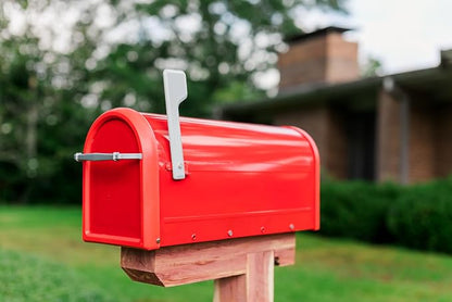 Architectural Mailboxes Chadwick Post Mount Mailbox, Red, Medium | Galvanized steel build for outside with weather-resistant build and rust-resistant powder-coat finish. USPS approved.