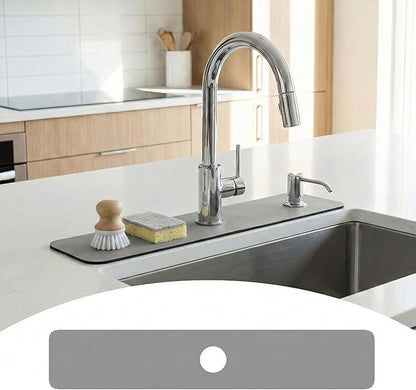 Customizable Kitchen Sink Faucet Mat: 30" Lx5.5 W Splash Guard, Pre-Cut Center