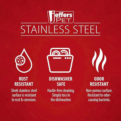 Jeffers Pet Stainless Steel Cage Cup Pet Feeder with Hooks for Birds, Rabbits, Ferrets, Kittens & Small Animals – Hanging Food Water Bowl Dish for Cages, Crates, Kennels - Dishwasher Safe - 10 oz