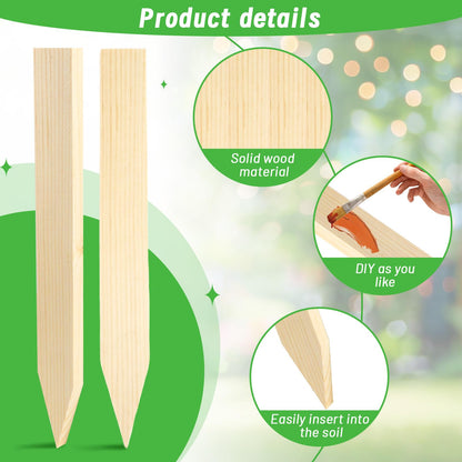 UCandy 24 Pack Wooden Garden Stakes, 12" Survey Grading Stakes, Garden Ground Stake with Sharp Point, Fir Wood Plant Support Stake, Sign Posts for Silt Fence Backyard Boundaries Baselines