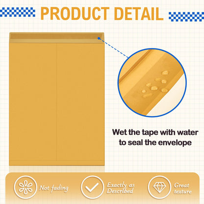 Motipuns 150 Pcs 14" x 18" Extra Large Mailing Envelopes 32lb with Gummed Flaps, Catalog Jumbo Craft Envelopes for Mailing, Storage and Organizing Documents Office Supplies(Yellow)