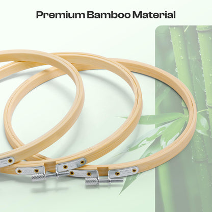 Caydo 6 Pieces 7 Inch Embroidery Hoop with Metal Screw, Round Embroidery Hoops Set, Adjustable Bamboo Cross Stitch Hoop Ring, Embroidery Frames for Art Craft Sewing, Home Ornaments