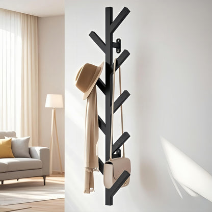 Prywot Coat Rack Wall Mounted - 9 Hooks, Coat Hooks for wall, Modern Metal Coat Tree for Hats, Jackets, Bags, Entryway Bedroom-Black (Height 37.8")
