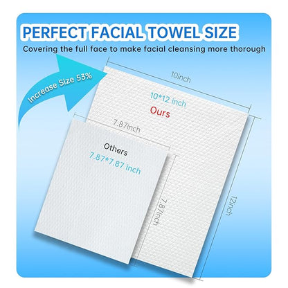 Single Use Face Towels, Ultra Soft and Thick, Disposable Makeup Remover Facial