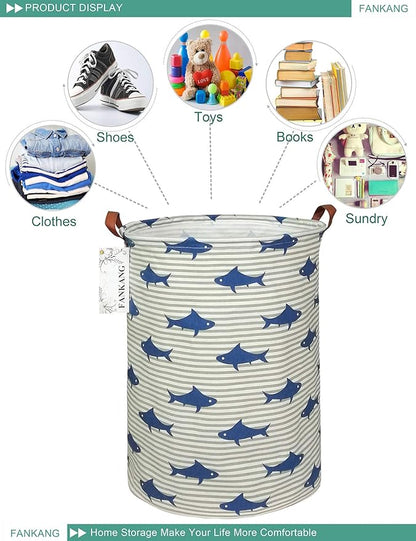 FANKANG Storage Basket, Nursery Hamper Canvas Laundry Basket Foldable
