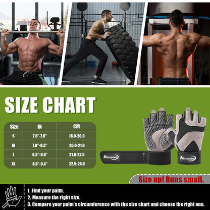 Workout Gloves Gym Gloves for Men and Women Weight Lifting Gloves with Wrist Support Full Palm Protection Breathable for Trainning, Cycling, Pull-ups, Rowing, Climbing