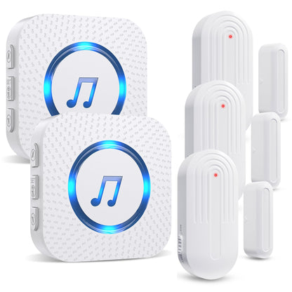 SanJie Wireless Door Chime Sensor, When Door Opens, Entry Alarm for Business/Home/Kids, 5 Adjustable Volume Ringer Alert 2 Sensors + 1 Receivers, 500 FT Range,26 Chimes