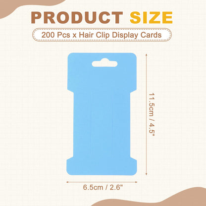 PATIKIL 200Pcs Hair Clip Display Cards, 4.5"x2.6" Kraft Paper Hair Bow Clips Holder Card Rectangle Cardboard for Barrette Headband Jewelry Accessory Organizing Selling, Blue